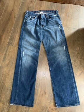 Banana Republic Women's Distressed Medium Blue Relaxed Jeans